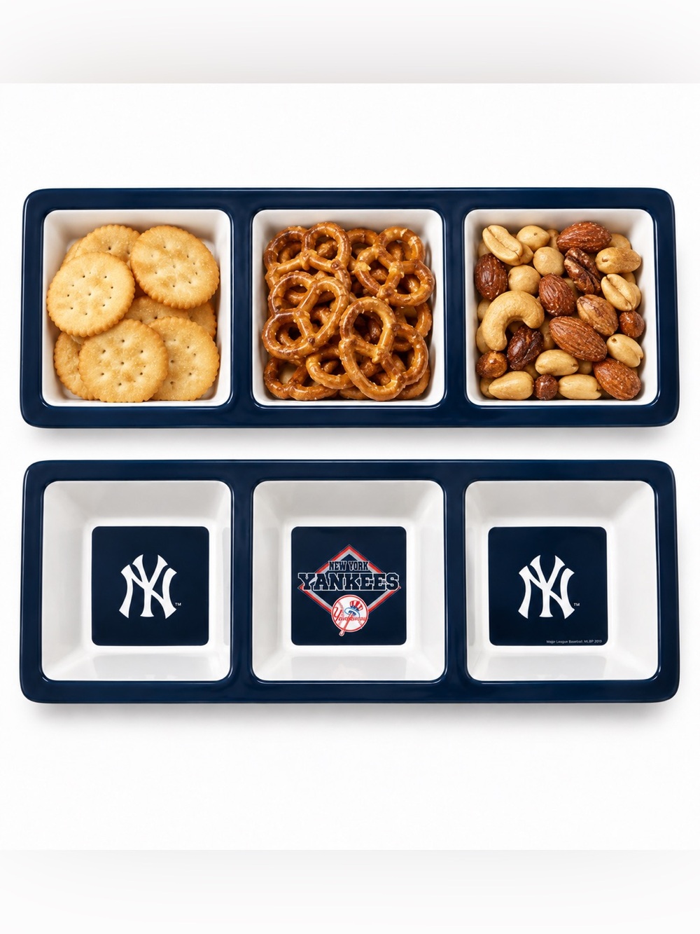 New Era Navy & White New York Yankees Triple Snack Server